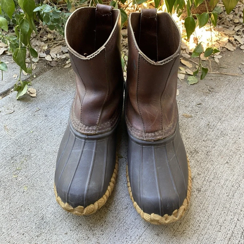 Vintage Schnee's Boots Bozeman Montana Rain Outdoors Pull On Duck Size 10 USA
